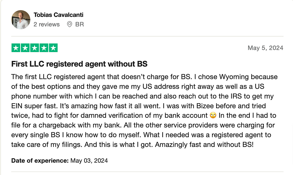 Northwest Registered Agent Customer Review