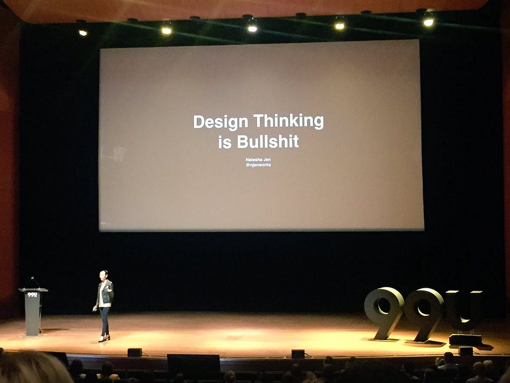 Natasha Jen presenting ‘Design Thinking is Bullshit’