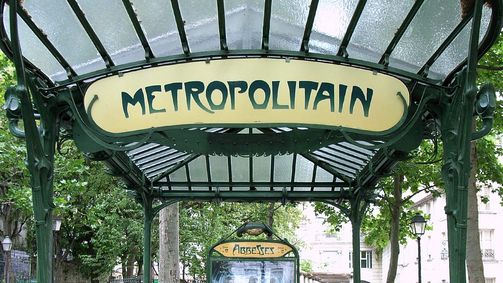 Decorated entrance to a Paris metro station