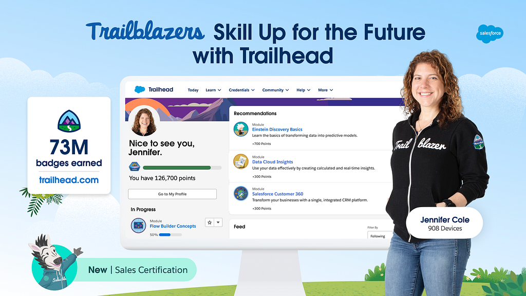 Jen Cole on screen skilling up with Trailhead