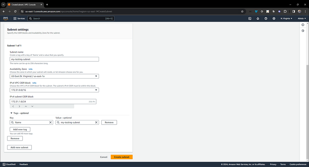 create subnet