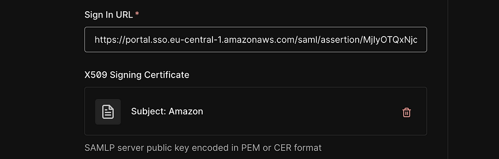 How the Auth0 SAML Enterprise connection should look.