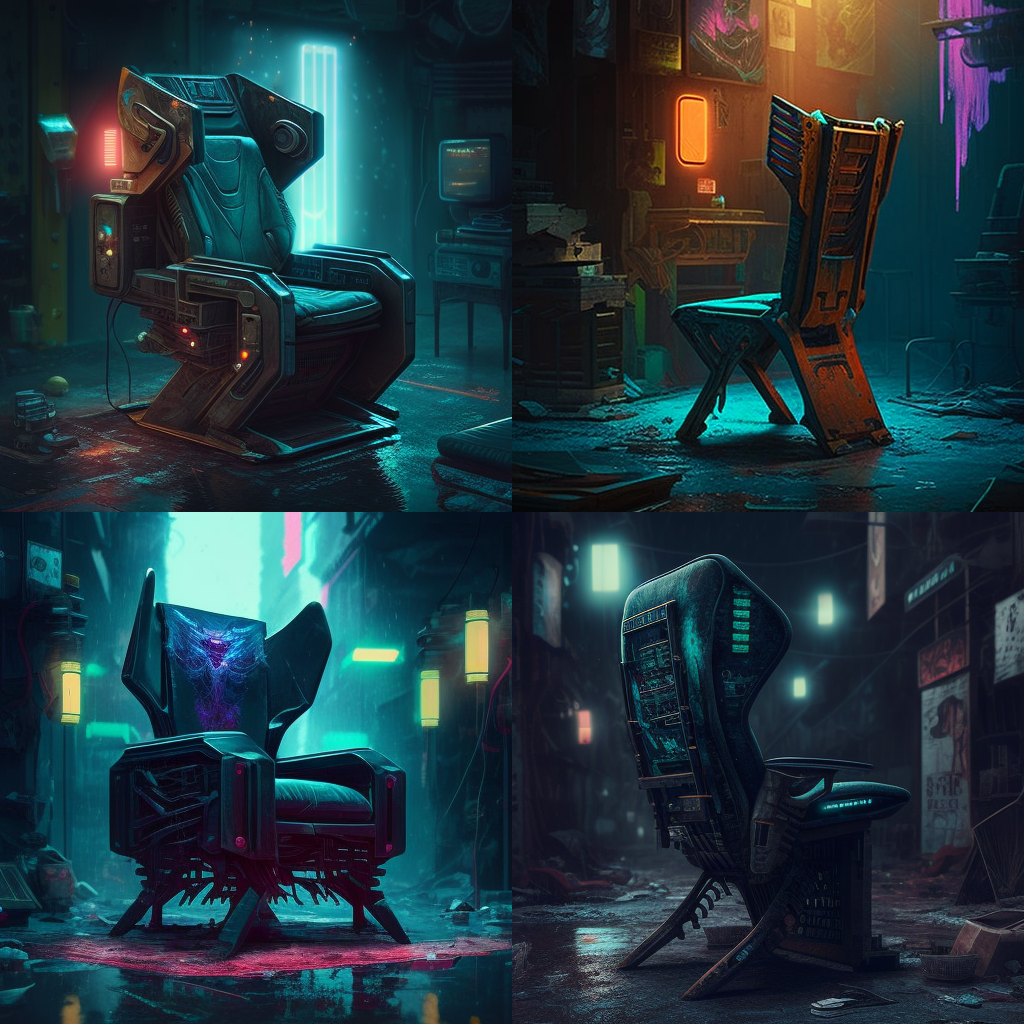 chairs, cyberpunk