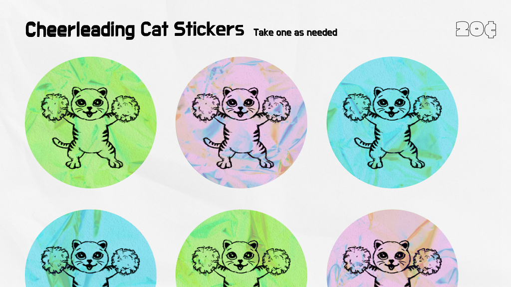 Cheerleading cat stickers