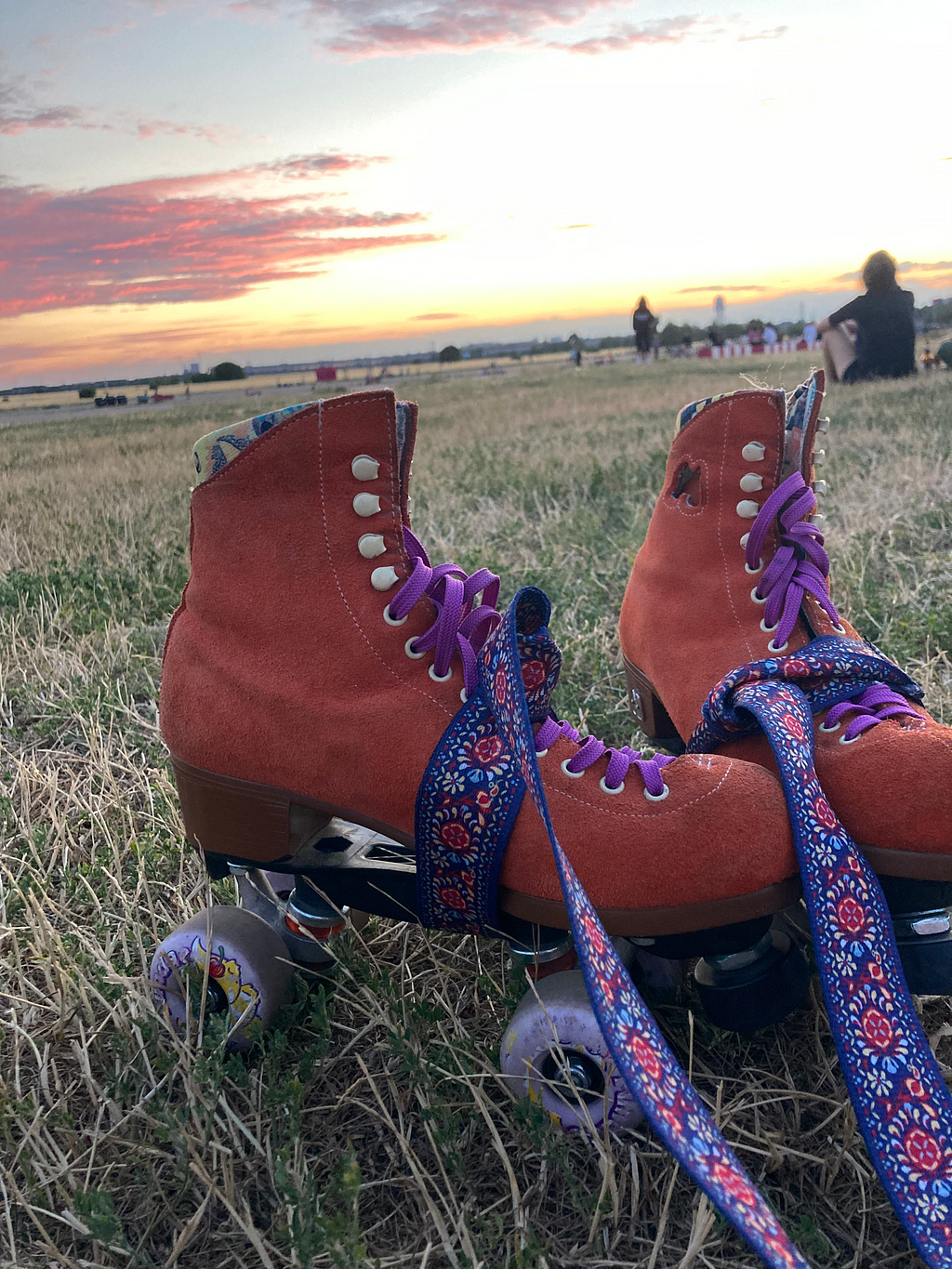 My orange roller skates at Tempelhof Airport