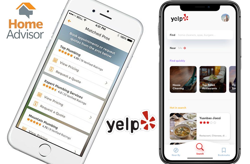 Yelp and Home Advisor home services