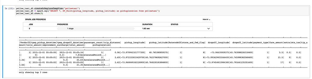 a screenshot of a Jupyter notebook on loading ‘yellowtaxi’ queries