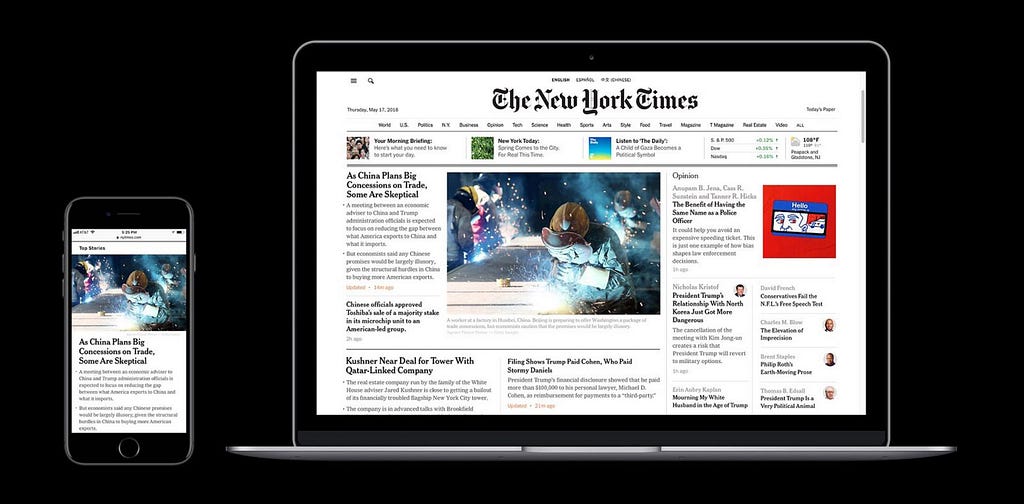 Image showing The New York Times mobile and web apps