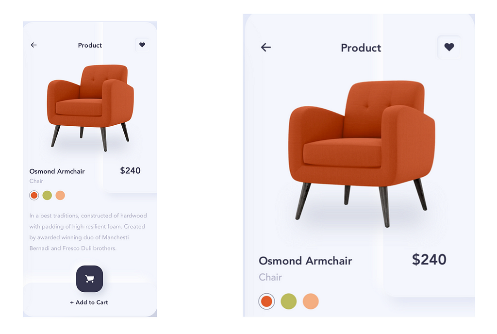 Figür 6: Doğru Hiyerarşide Sağlanmış Fiyat Alanı — Furniture E commerce by Taras Migulko on Dribbble