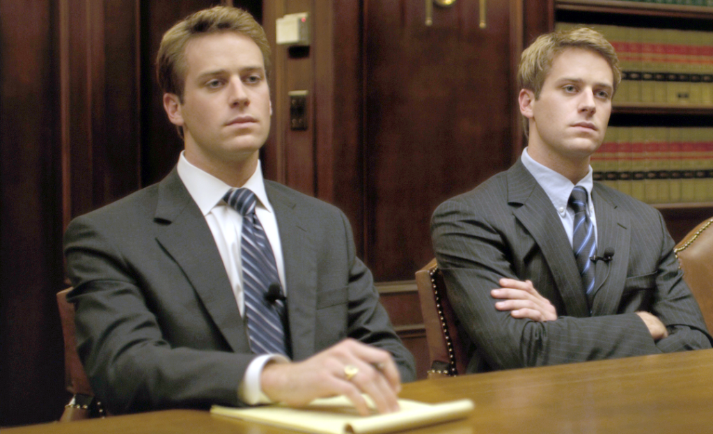 The Winklevoss Bros. As Portrayed by Armie Hammer in “The Social Network”