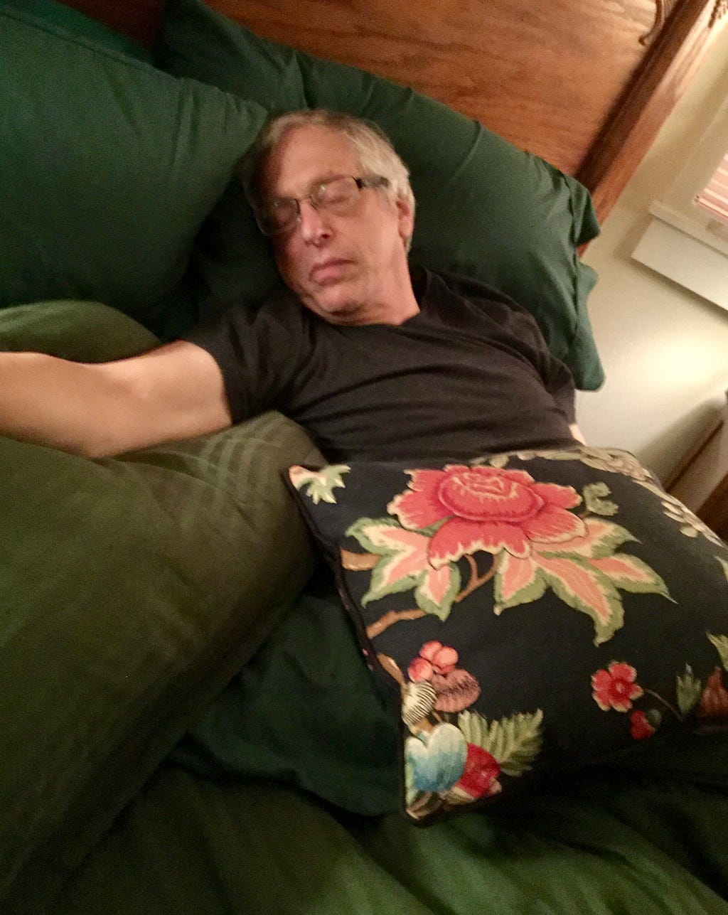 Photo of an exhausted husband provided by the author