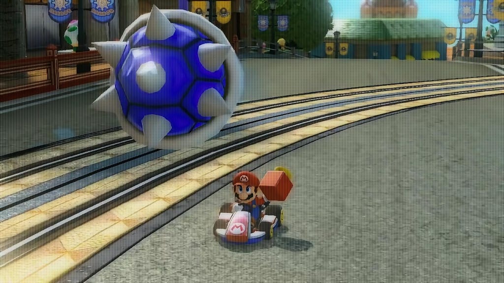 Screenshot of Mario Kart ‘blue shell’ powerup