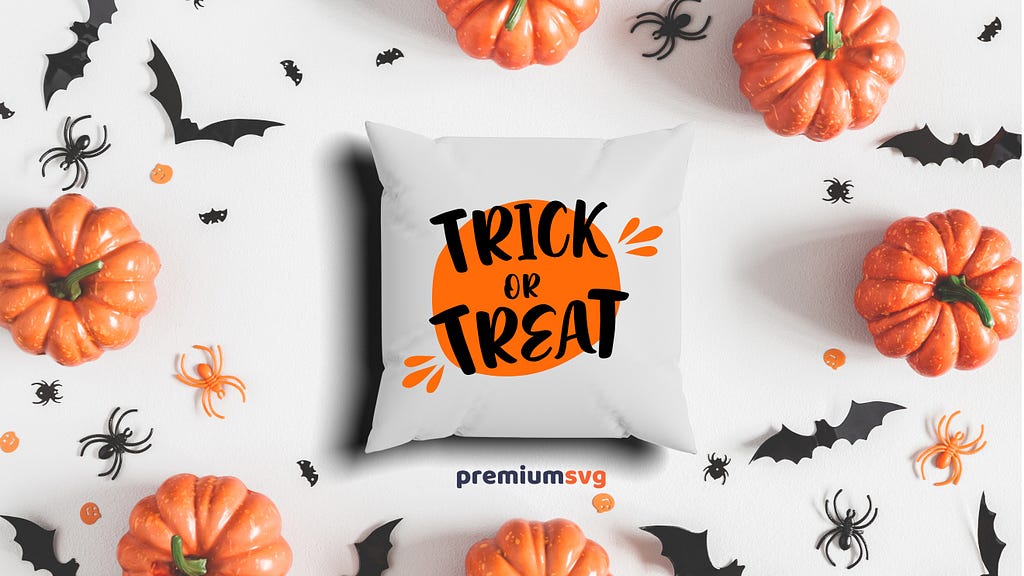 Trick or Treat SVG design on Halloween Pillow