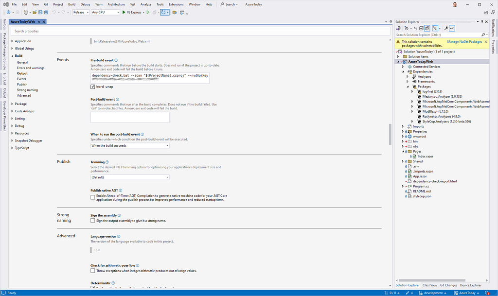 Visual Studio — Project Settings
