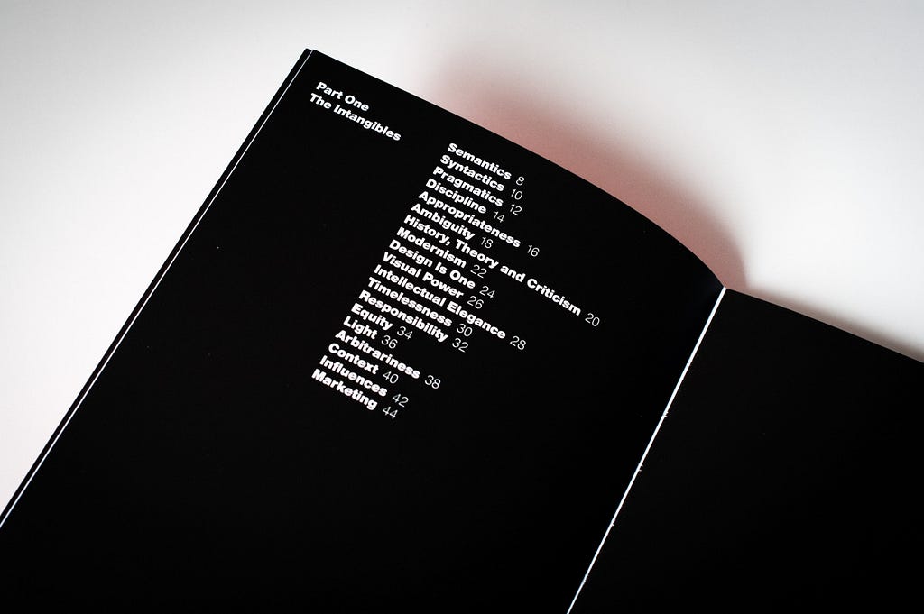 Vignelli contents page