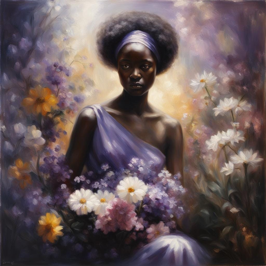 African Woman Portrait in Flowers — AI Image Prompt