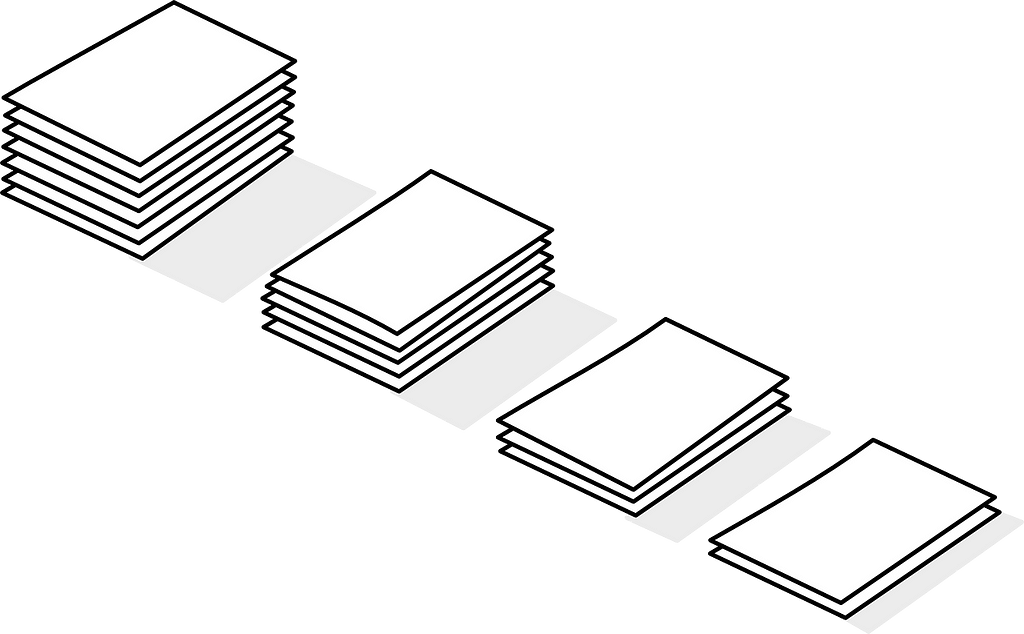 An image of stacked papers, sorted.