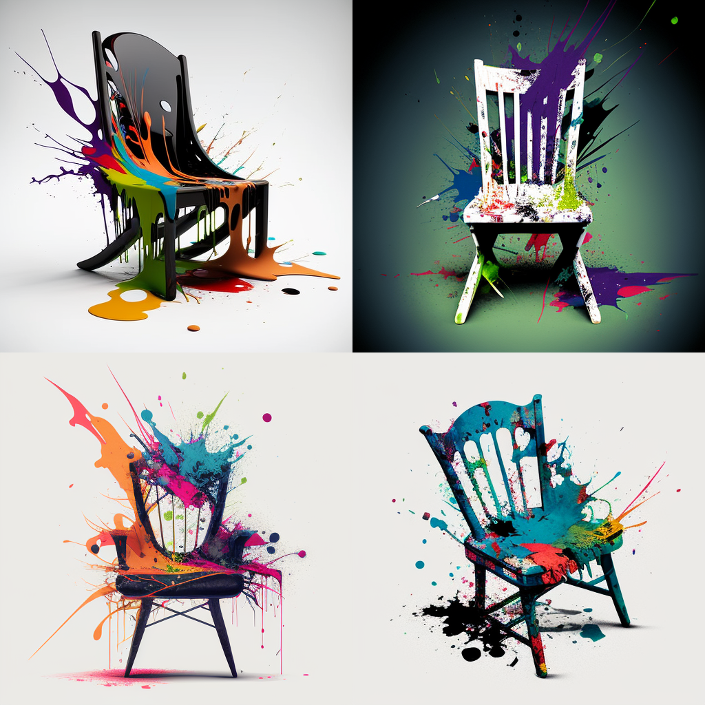 chairs, splatter