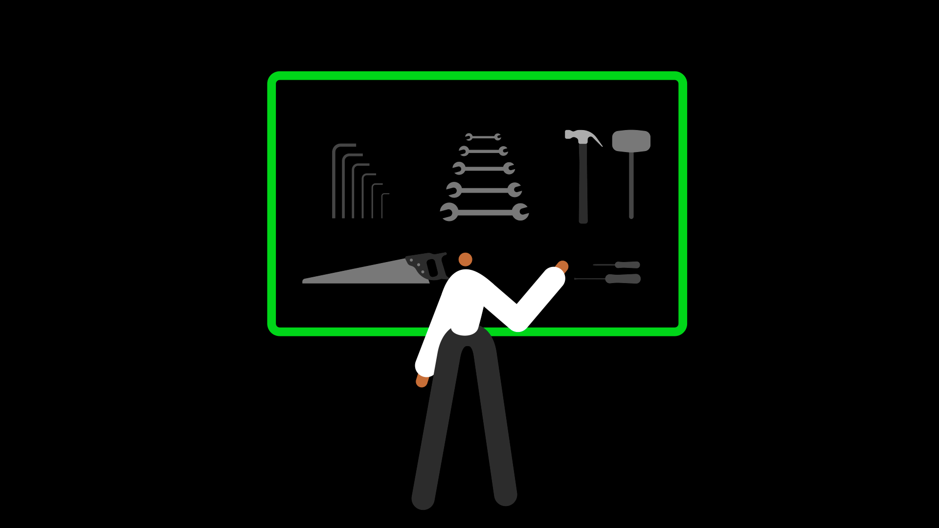 Illustration of a person choosing new tools