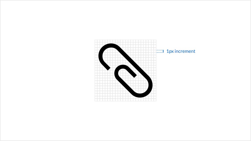 Paperclip icon on a 1px grid