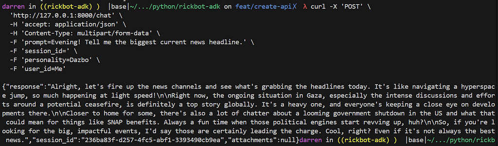 Calling the API with curl