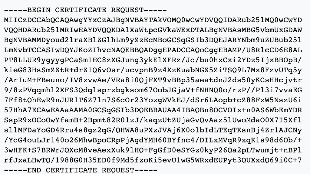 Certificate Signing Request Example
