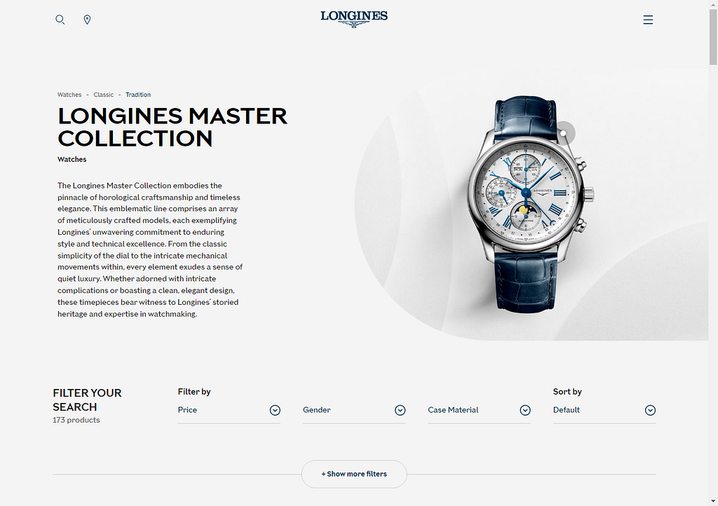 Longines Master Collection on official website