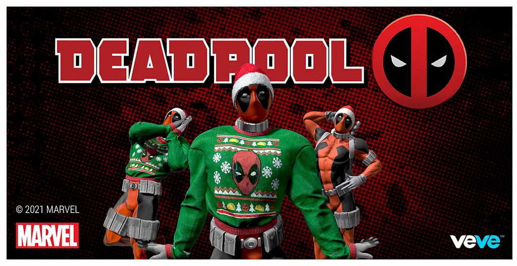 Marvel Deadpool Digital Collectible, Available through the VeVe App: https://medium.com/veve-collectibles/a-very-deadpool-christmas-535cdeea5bf2