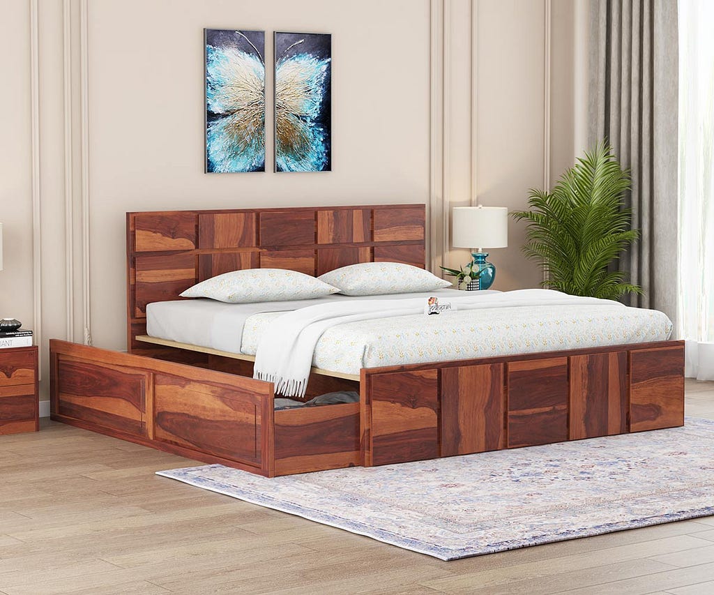Wooden King Size Bed Online | King Size Bed Design With Storage