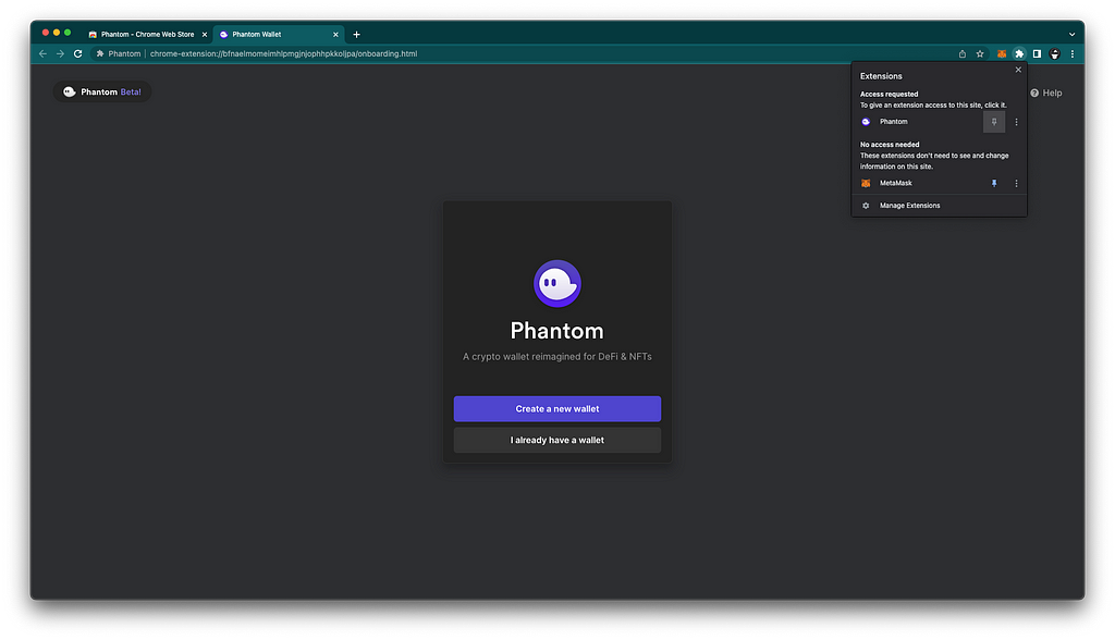 Pin Phantom extension to browser