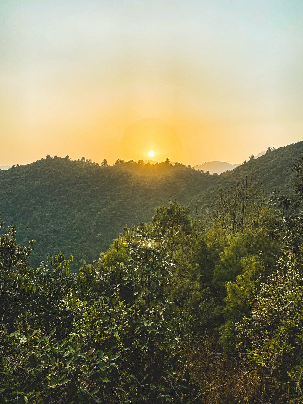 Sunset Over The Himalayan Foothills. Phot by Author.