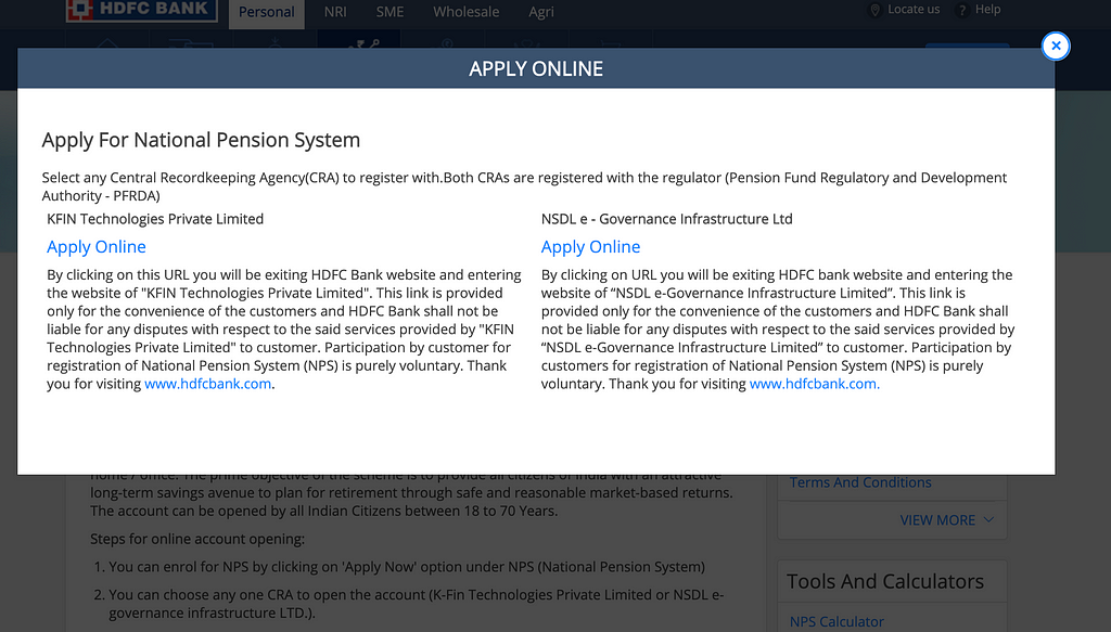 HDFC — KFIN VS NSDL FOR NPS ACCOUNT