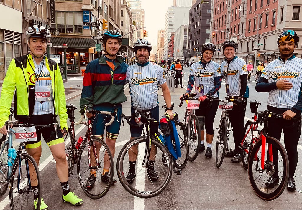 Livestrong cyclists in New York City