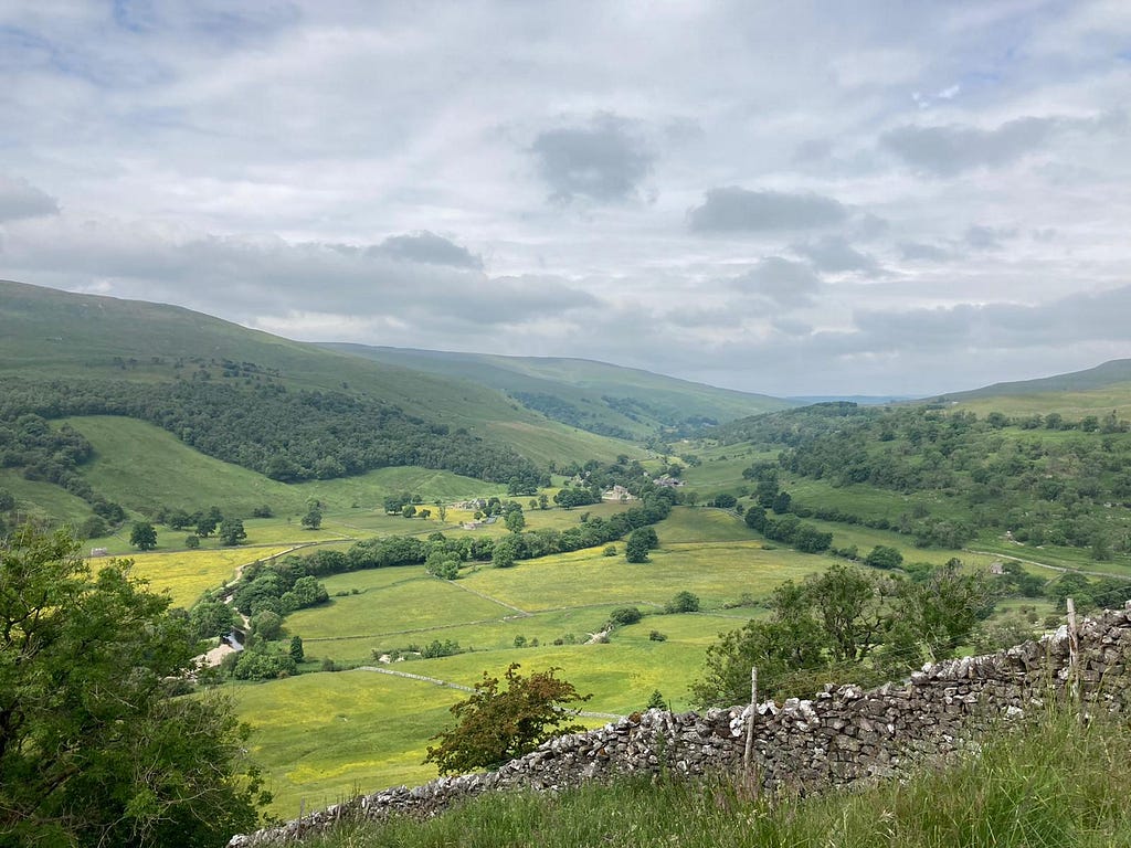 Looking down into a valley in the Yorkshire Dales