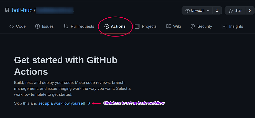 GitHub Actions Link on Repository