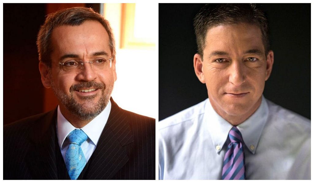 O Ministro da Educação, Abraham Weintraub, e o fundador do The Intercept, Gleen Greenwald