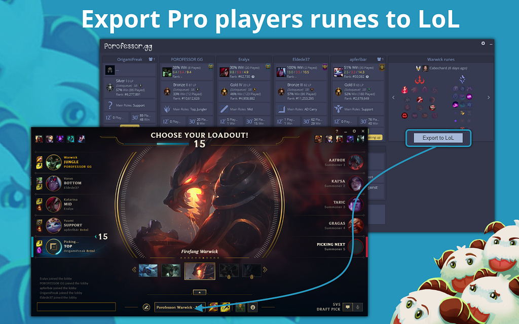 Porofessor pushes builds and runes directly to League of Legends client