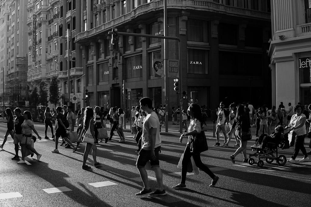 People crossing the street.