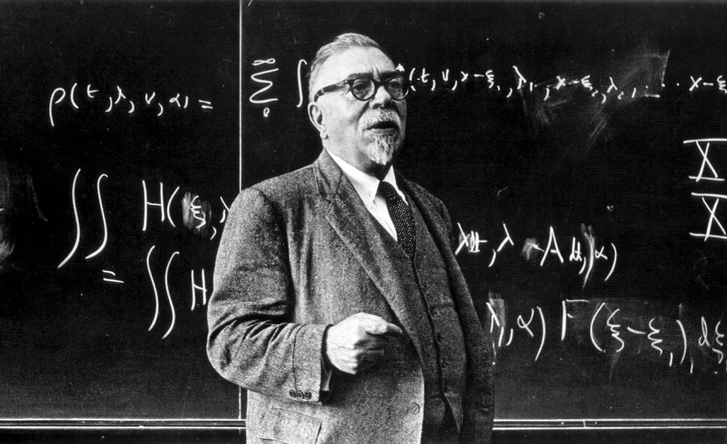 Most famous Norbert Wiener’s portrait with blackboard as the bakcground