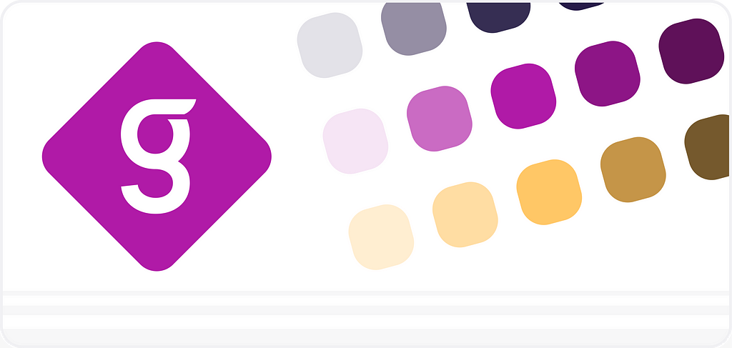 Getaround’s logo on the left and its brand colors on the right: Navy, Purple and Yellow