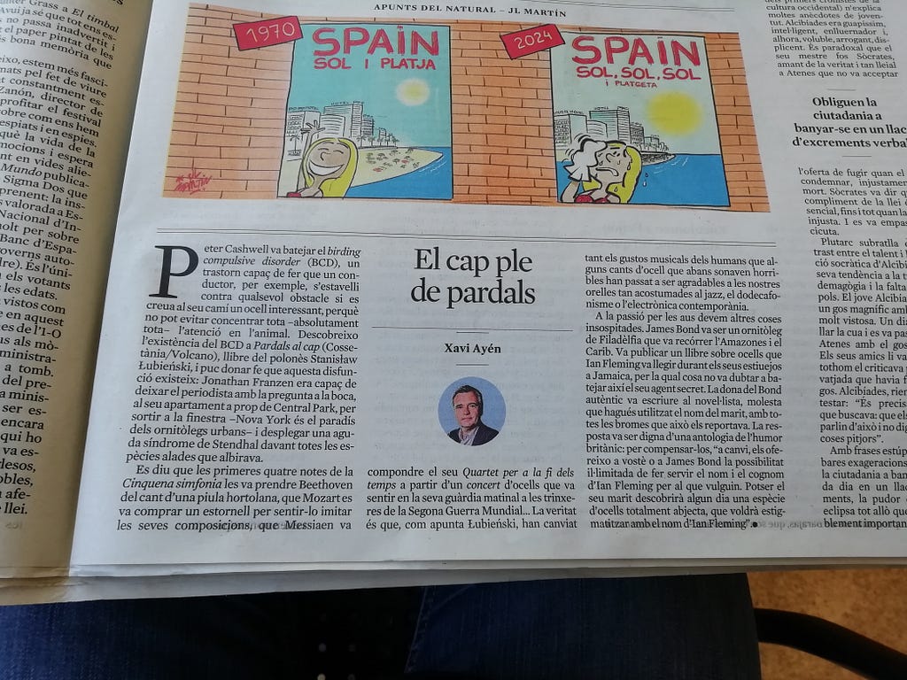 A newspaper in Catalan, open on a table