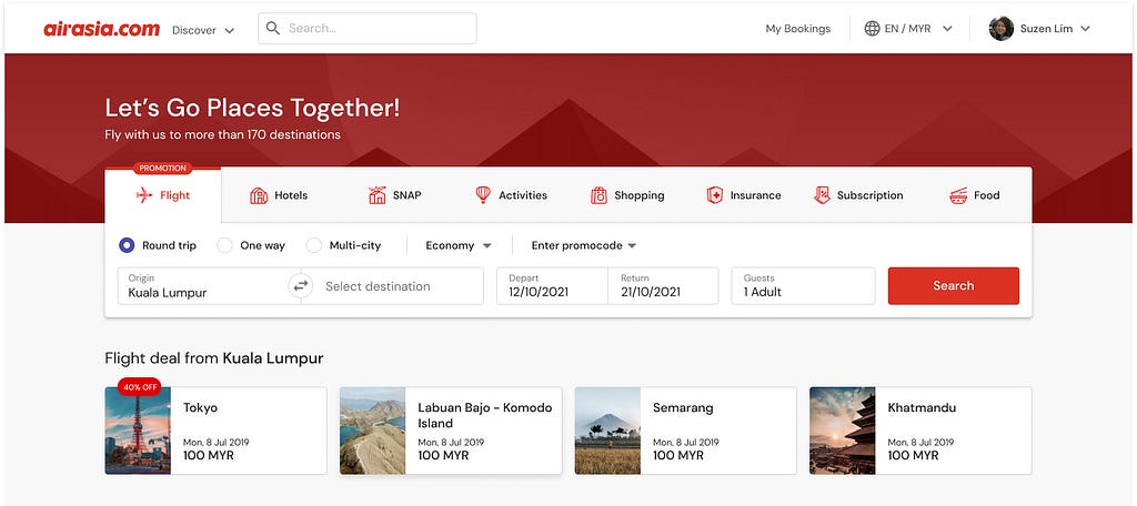 AirAsia — Search widget design
