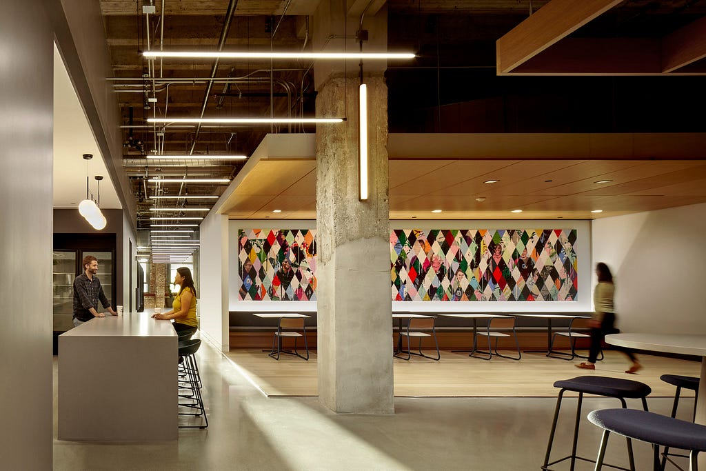 Spaces for staff to grab a coffee and hold informal meetings