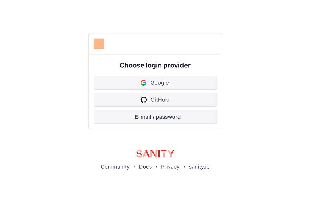 Prompt to choose login provider: Google, Github, Email/Password