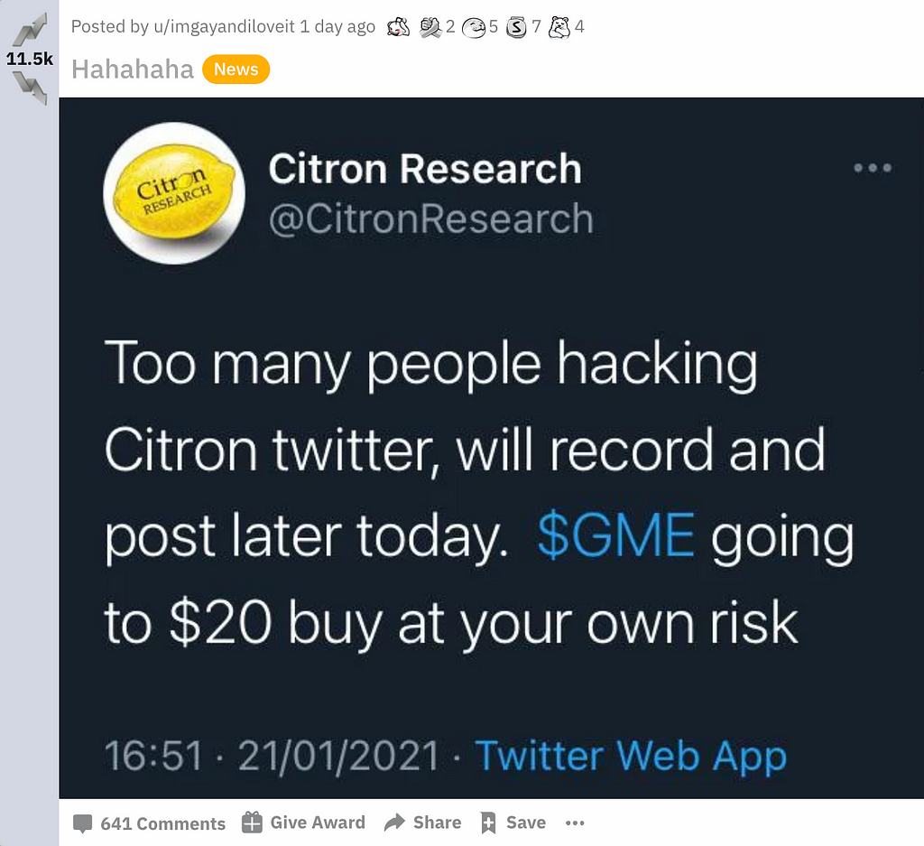 Citron Research and other wall street short sellers trying to bring down Gamestop price.