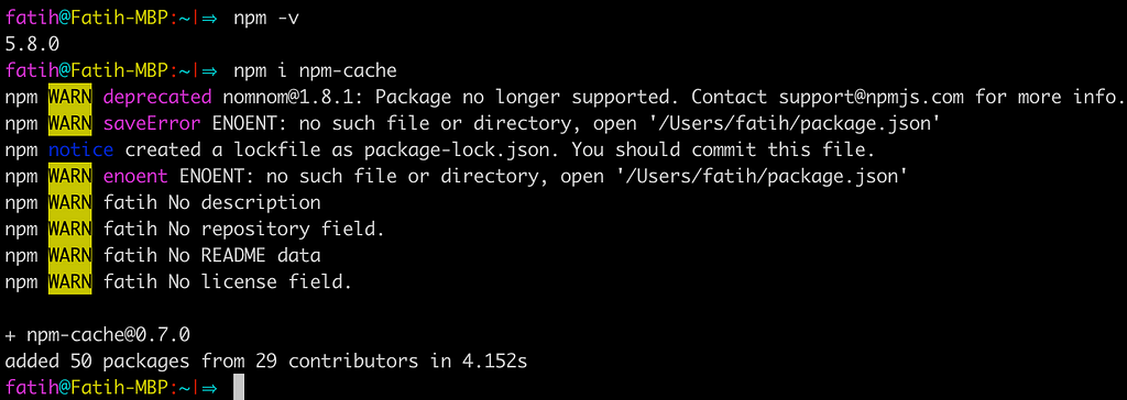 npm-cache install for mac os