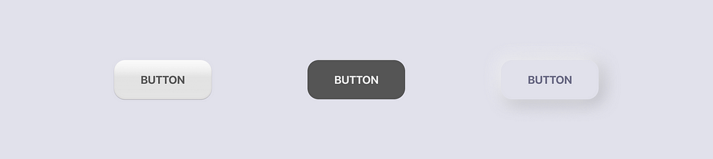 A button presented in 3 different styles: skeumorphic, flat, neumorphic.