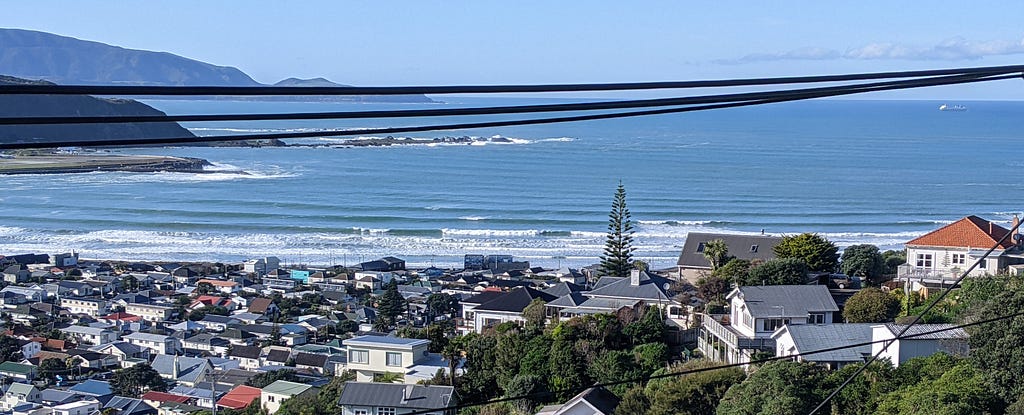 Picture of Lyall Bay, Wellington. Beautiful day and good waves coming in.
