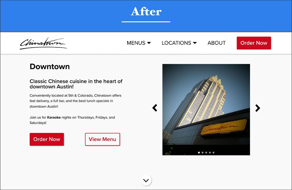 A screenshot of the finished, modern redesign.
