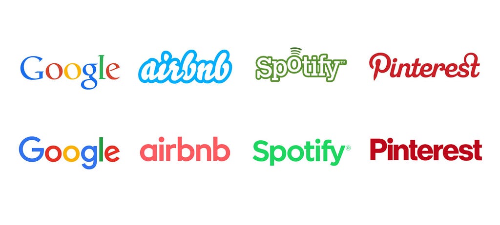 A graphic showing how logos have all become similar to each other.
